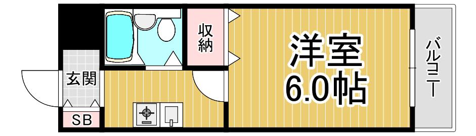 川西高田マンション(1K/2階)の間取り写真