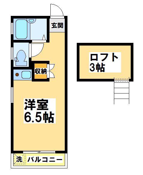 調布ヶ丘T&T(1K/2階)の間取り写真
