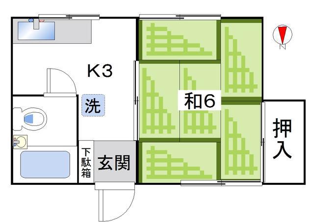 岡本ハイツ(1K/1階)の間取り写真