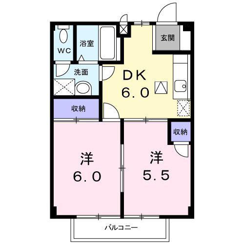 シュティーア(2DK/1階)の間取り写真