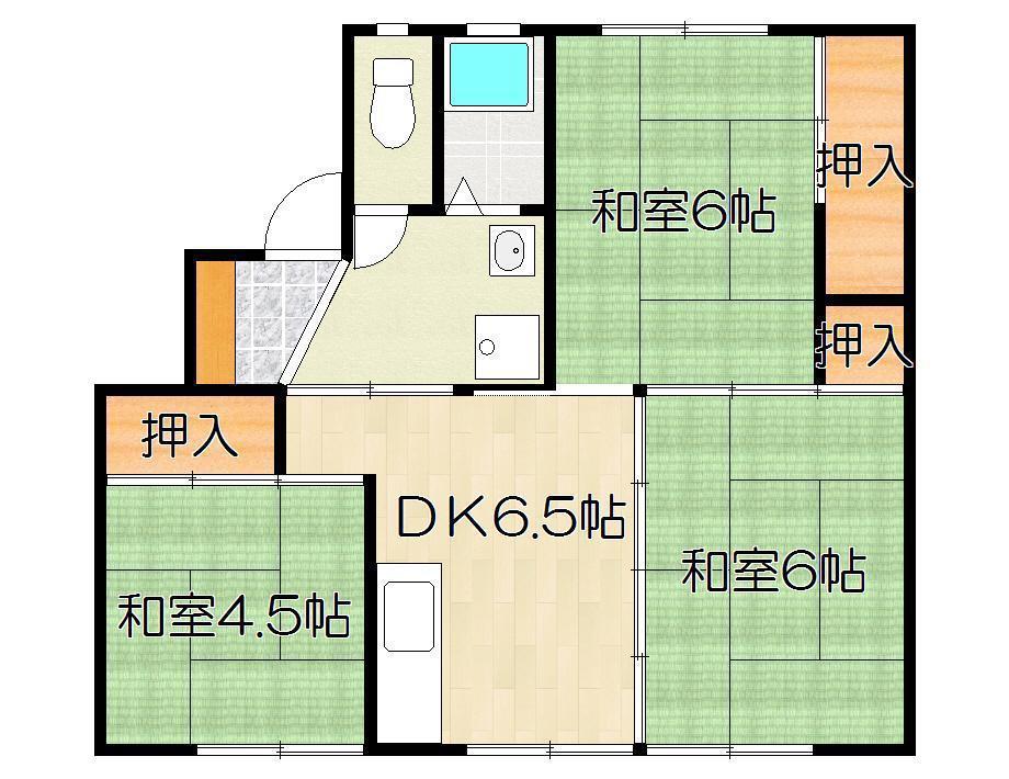パレットプレース(3DK/1階)の間取り写真