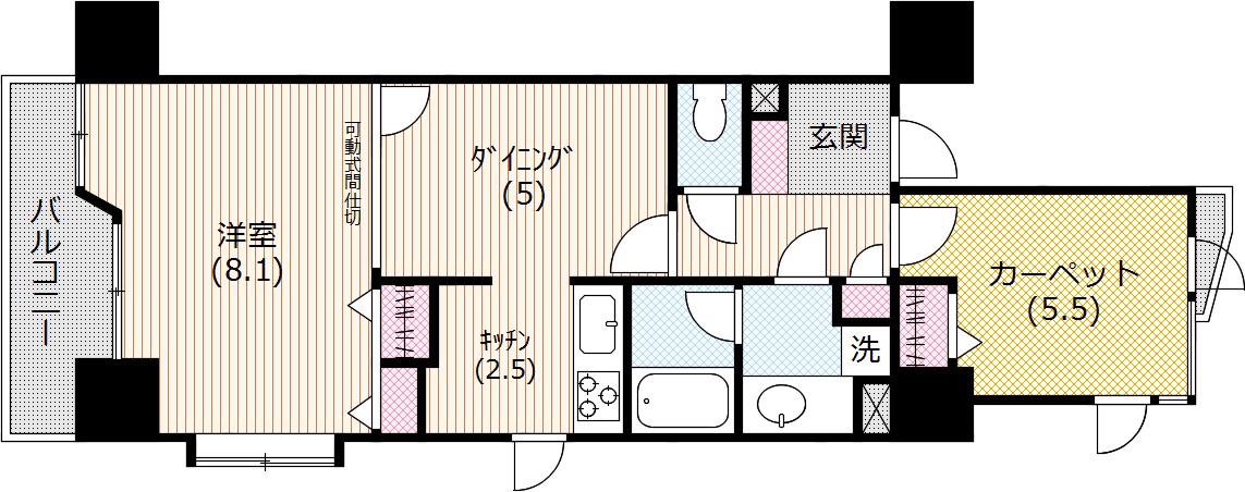 ライオンズマンション小石川シティ(2DK/6階)の間取り写真
