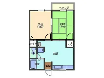 シティハイムクローバー(2DK/2階)の間取り写真