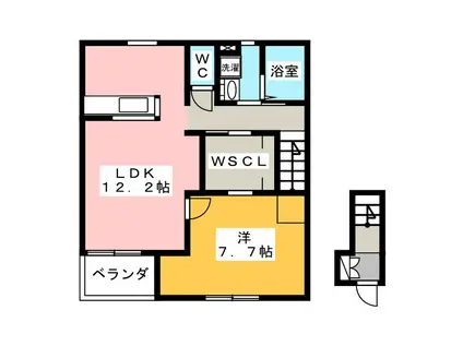 SUNRISE AKENO(1LDK/2階)の間取り写真