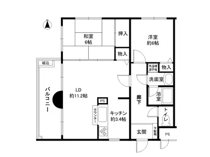 グランドパレス北園(2LDK/2階)の間取り写真