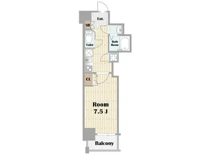 アドバンス心斎橋ラシュレII(1K/3階)の間取り写真