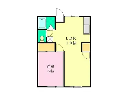 藤ハイツ(1LDK/2階)の間取り写真