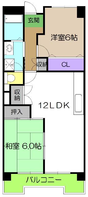 塩田町マンション(2LDK/2階)の間取り写真