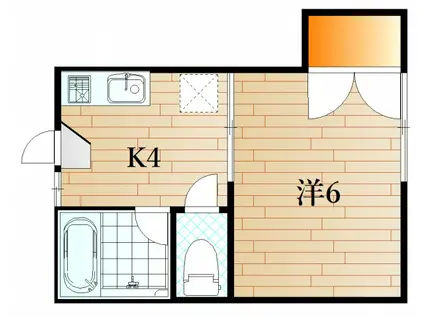 カーサ大学町(1K/2階)の間取り写真