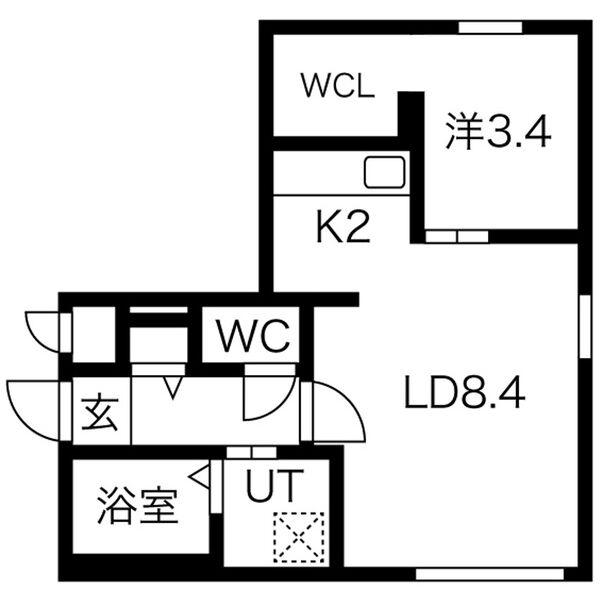 地下鉄東西線 発寒南駅 徒歩7分 4階建 築5年(1LDK/2階)の間取り写真