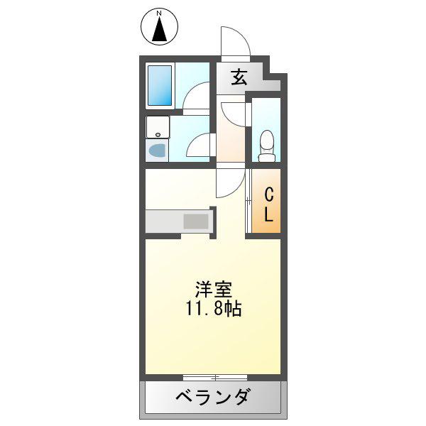 AKSハイツ(ワンルーム/1階)の間取り写真
