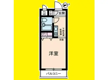 菱和パレス世田谷代田(ワンルーム/1階)の間取り写真