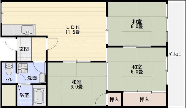 ドリーム松村(3LDK/2階)の間取り写真