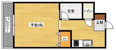 ルーエ祇園(1K/1階)の間取り写真