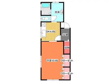 クローバー(1DK/2階)の間取り写真