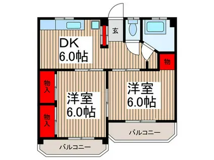 フォレストフィールド(2DK/4階)の間取り写真