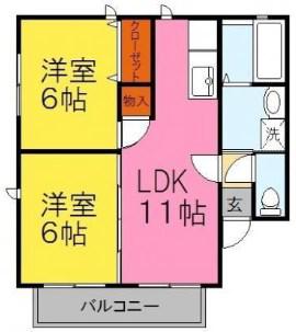絵領ガーデン(2LDK/2階)の間取り写真