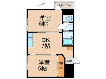 グランメール北島(2DK/2階)の間取り写真