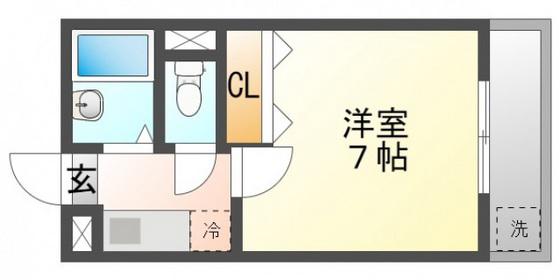 ポート21(1K/3階)の間取り写真