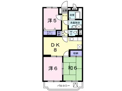 ファミールK向山II(3DK/3階)の間取り写真