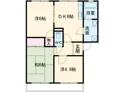 サンハイムみどりB(3DK/2階)の間取り写真