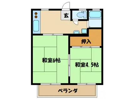 アーバンライフII(2K/2階)の間取り写真