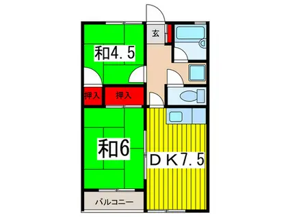 デュエット本太(2DK/1階)の間取り写真