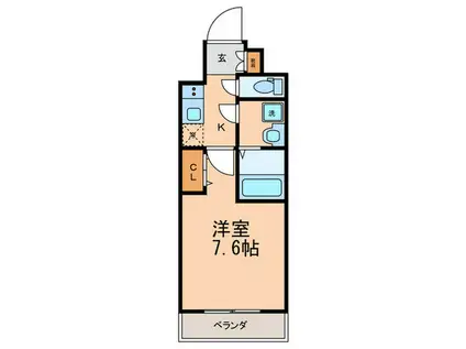 クリスタルグランツ京都西大路(1K/6階)の間取り写真