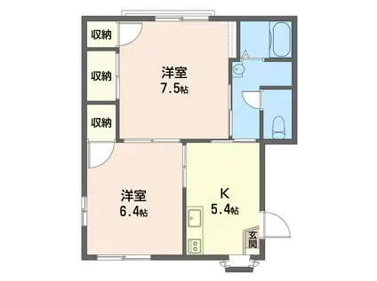 コーポエルム(2DK/1階)の間取り写真