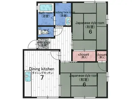 フレグランス方III(2DK/2階)の間取り写真