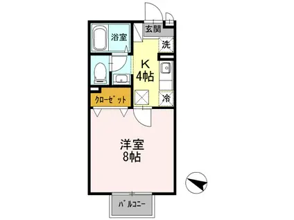 セジュール上ノ山A棟(1K/1階)の間取り写真