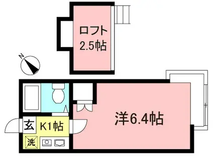 サンプライム(1K/1階)の間取り写真