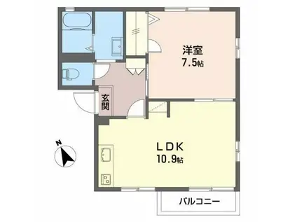 パティオ緑町(1LDK/1階)の間取り写真
