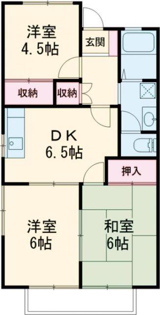 ウィングコート向山B(3DK/2階)の間取り写真