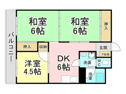 ピロ小倉II(3DK/2階)の間取り写真