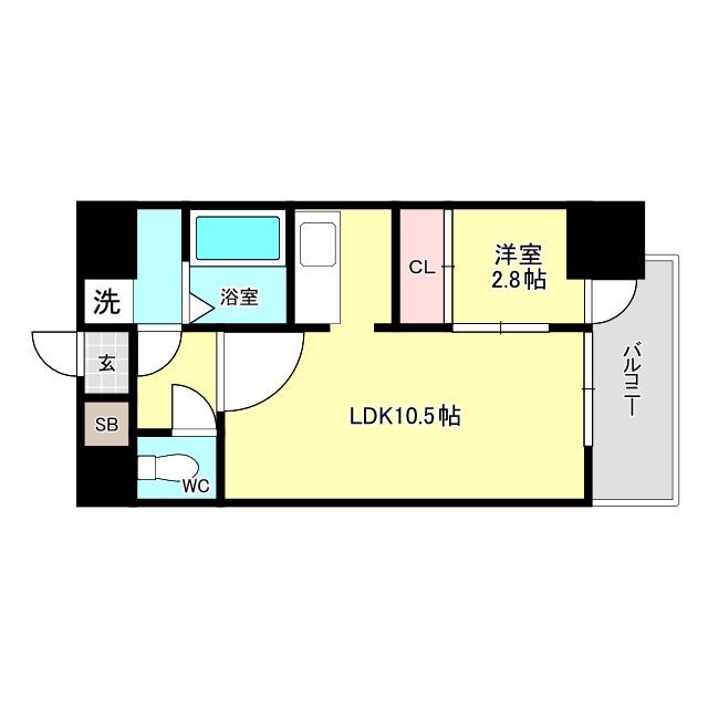 ワールドアイ大阪フェリーチェ(1LDK/5階)の間取り写真