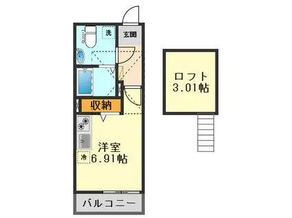 RS参番館(ワンルーム/1階)の間取り写真