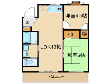 第5落合マンション(2LDK/4階)の間取り写真