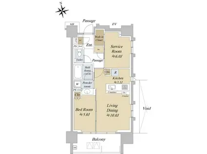 アクシルコート早稲田(1SLDK/8階)の間取り写真