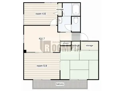 フリーデンハイム B(3K/1階)の間取り写真