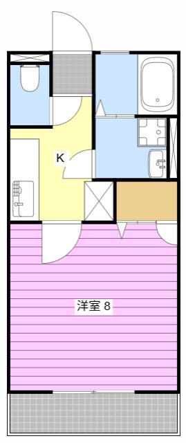 ハイツ秋桜II(1K/1階)の間取り写真