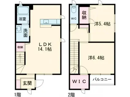 フェリシエ花園(2LDK/1階)の間取り写真