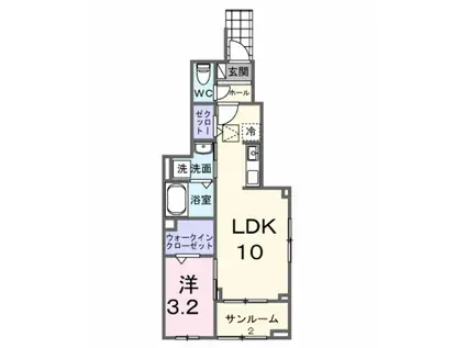 カーサ ラ ルーチェ Ⅰ(1SLDK/1階)の間取り写真