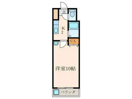 ニューエバーグリーン八幡(1K/4階)の間取り写真