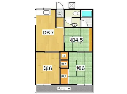 小八幡ハイツ(3DK/2階)の間取り写真