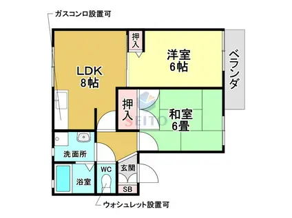 アゼリアハイツ(2LDK/1階)の間取り写真