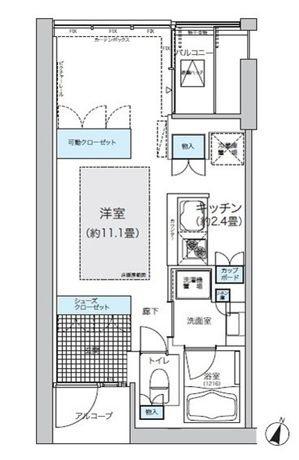 ガーデニエール砧 ウエスト(ワンルーム/2階)の間取り写真
