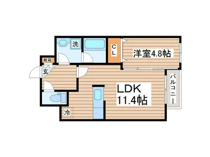 プロモ河原町 (1LDK/2階)の間取り写真