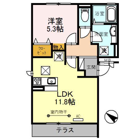 セジュールZENIII C棟(1LDK/1階)の間取り写真