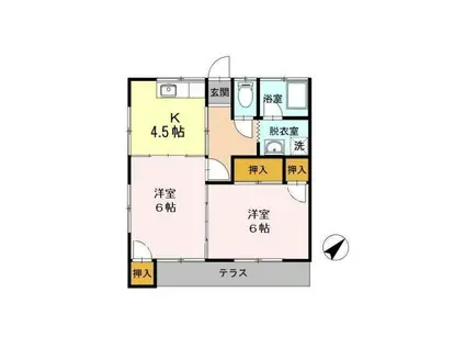 かつきハイツ(2K/1階)の間取り写真